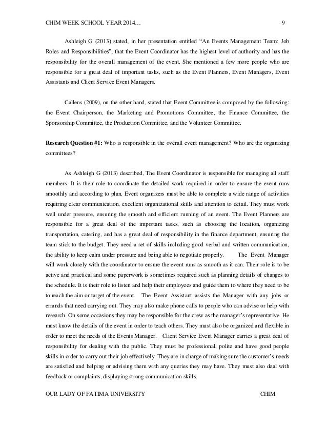 thesis written on event planning and management